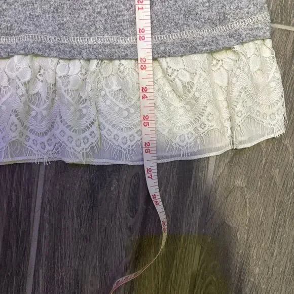 Knox Rose Heather Gray Knit Tunic Top Lace Trim Size S - Picture 4 of 7
